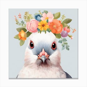 Floral Baby Pigeon Nursery Illustration (46) Canvas Print