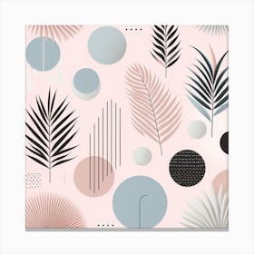 Scandinavian style, Palm leaves of different shapes on a pastel pink background 2 Canvas Print