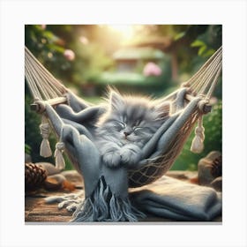 Kitten Sleeping In A Hammock 4 Canvas Print