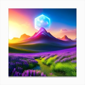 Landscape With Purple Flowers Canvas Print