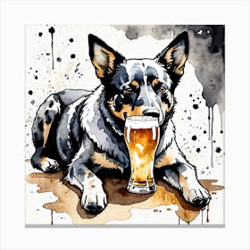 Blue Heeler Having a Beer Canvas Print