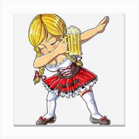 Womens Dabbing German Girl Oktoberfest Women Dirndl Beer Germany Canvas Print