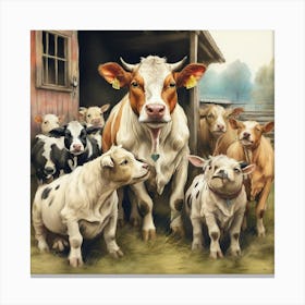 Herd Of Cows Canvas Print