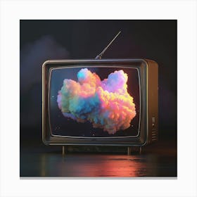 Old Tv With Clouds 1 Canvas Print