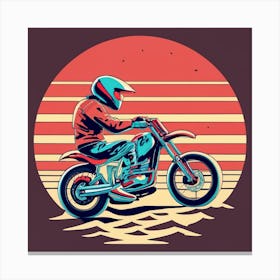 Sunset vintage motorbike Canvas Print