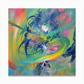 Girl With Colorful Hair Canvas Print