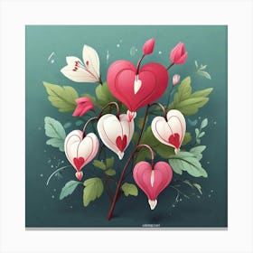 Flowers of Bleeding heart, Vector art 6 Canvas Print