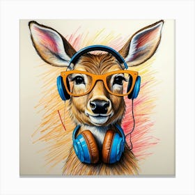 Deer With Headphones 14 Canvas Print