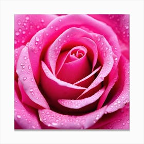 Pink Rose With Water Droplets 7 Canvas Print