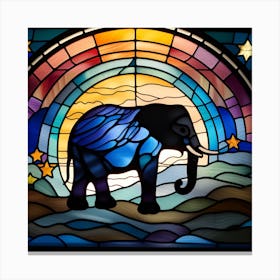 Elephant, stained glass, rainbow colors Canvas Print