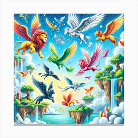 Super Kids Creativity: Winged lions and magical birds Canvas Print