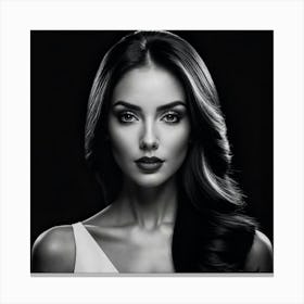 Beautiful Woman In Black And White Canvas Print