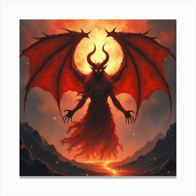 Demon Soul In A Watercolor Fiery Abyss 1 Canvas Print