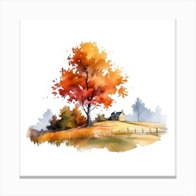 Watercolor Autumn Tree Canvas Print