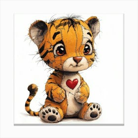 Patchwork Cartoon Baby Tiger 1 Toile