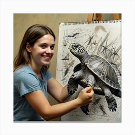 Turtle Drawing 4 Canvas Print