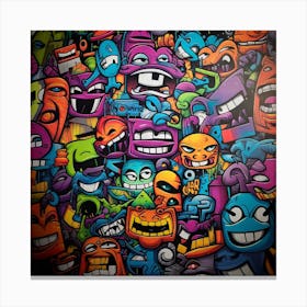 Cartoon Faces Graffiti Art for wall decor Canvas Print