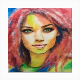 Girl With Colorful Hair 1 Canvas Print