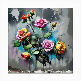 Graffiti Roses 1 Canvas Print