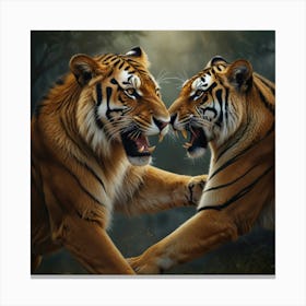 Two Tigers Fighting Canvas Print