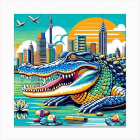 Alligator In The City 1 Canvas Print