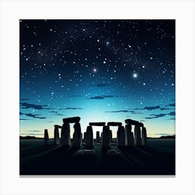 Stonehenge Under Starlit Night Sky Canvas Print
