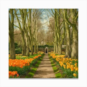 Keukenhof Gardens Netherlands Vintage Botanical (1) 1 Canvas Print