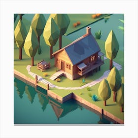 Low Poly House 3 Canvas Print