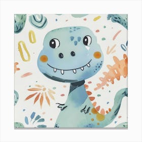 Cute Muted Pastels Tyrannosaurus Rex  Dinosaur  3 Canvas Print