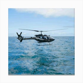 Helicopter Flying Over The Ocean Canvas Print