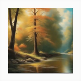 River In Autumn Canvas Print