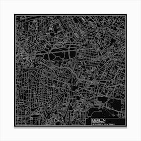 Berlin Deutschland city map white on black blueprint design Stampe su tela