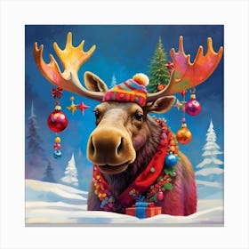 Moose In Winter Canvas Print