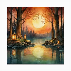 Sunset By The Lake 1 Canvas Print