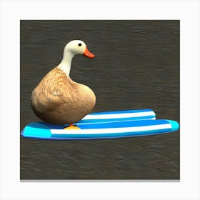 Duck On Surfboard Canvas Print