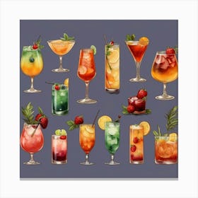Default Cocktails In Different Styles Aesthetic 2 Canvas Print