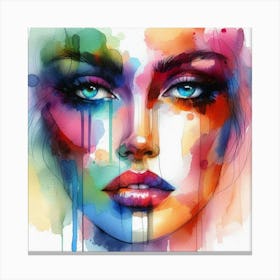 Watercolor Portrait Of A Woman 13 Canvas Print