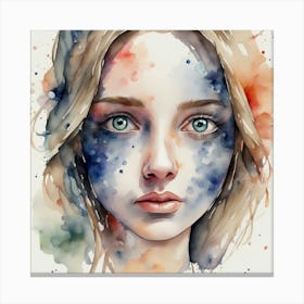 Watercolor Of A Girl 17 Canvas Print