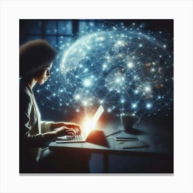 Woman Working On Laptop 1 Canvas Print