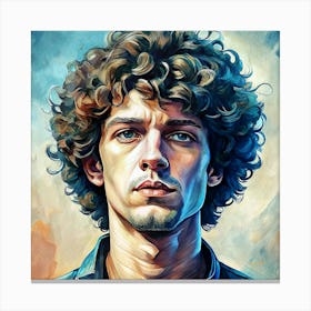 Portrait Of A Young Man With Curly Hair Canvas Print