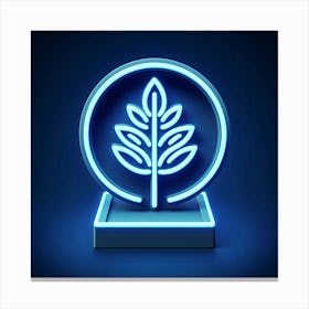 Neon Sign With A Leaf Canvas Print