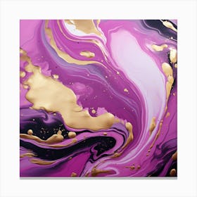 Purple And Gold Abstract Painting Paint Pour 1 Canvas Print