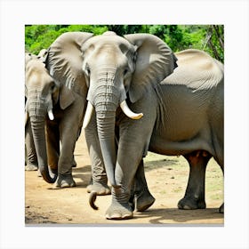 Elephants In The Wild 1 Canvas Print