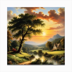 Sunset Over The River 1 Canvas Print