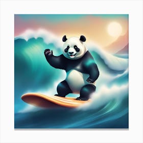 Panda surfing Canvas Print