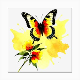 Butterfly And Flowers 21 Canvas Print