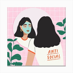 Anti Social Square Canvas Print