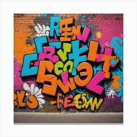 Street Vibes: Words and Colors on Bricks Canvas Print