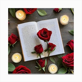 Roses And Candles Canvas Print
