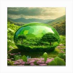 Green Sphere In The Forest Canvas Print